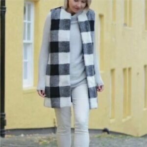 Talbots Buffalo Plaid Checkered Sherpa Long Line Wool Blend Vest NWT $189 sz 1X